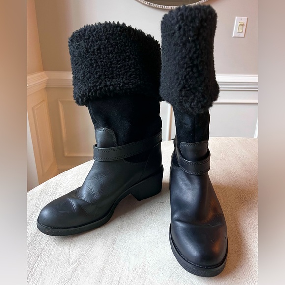 Coach Leather Shearling Parka Mid Calf Boots Women's Size‎ 8